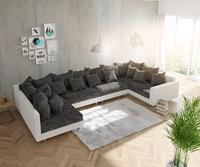 DELIFE Wohnlandschaft Clovis XL Weiss Schwarz mit Armlehne modular