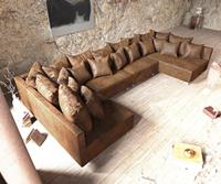 DELIFE Wohnlandschaft Clovis XL Braun Antik Optik Modulsofa