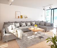 DELIFE Wohnlandschaft Clovis XL Hellgrau Strukturstoff Modulsofa