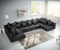 DELIFE Wohnlandschaft Clovis XL Anthrazit Antik Optik Modulsofa