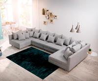 DELIFE Wohnlandschaft Clovis XL Grau Flachgewebe Modulsofa