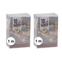 2x Kerstverlichting Op Batterij Warm Wit 10 Lampjes - Kerstlampjes Op Batterijen