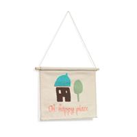 Leshy Wandteppich 100% Baumwolle oh happy place mehrfarbig 35 x 25 cm - Kave Home