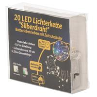 Draadverlichting Zilver Met Warm Witte Led Lampjes 2 Meter Op Batterijen Met Timer - Kerstverlichting Lichtsnoeren