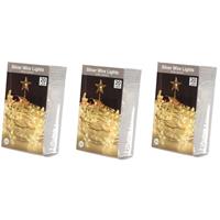 3x Ster Verlichting Zilverdraad Op Batterij Warm Wit 20 Lampjes - Kerstverlichting Sterren Lichtsnoeren