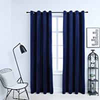 VidaXL Gordijn Verduisterend Met Ringen 2 St 140x245 Cm Fluweel Blauw