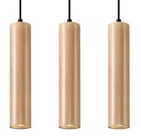 solluxlighting Triple Hanging Pendant Light Natural Wood GU10 Dreifach hängende Pendelleuchte Naturholz GU10