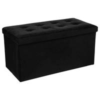 Atmosphera Poef/hocker/voetenbankje - opbergbox - zwart - PU/MDF - 76 x x cm -