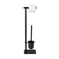 Xenos Toiletborstel en papierhouder - zwart - 21 cm