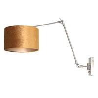 Steinhauer LIGHTING Wandleuchte, Wandlampe Schlafzimmerleuchte Gelenkleuchte verstellbar Stahl Textil gold Kabel