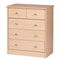 Wohnling Design Holz-Kommode PRUE 60 x 70 x 35 cm buche mit 5 Schubladen