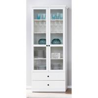 Vitrine weiß Wohnzimmer BERGAMA-19 mit Knopfgriffen schwarz, B/H/T: ca. 81/196/41 cm
