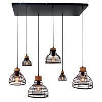 Brilliant hanglamp Avia zwart/hout 6xE27 40W