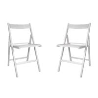 Set Van 2x Stuks Witte Houten Bijzet Klapstoelen Voor Bruiloft Of Feest - Voor Binnen En Buiten