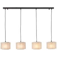 BRILLIANT ODAR Pendelleuchte 125 cm Bambus / Metall / Textil Schwarz / beige 4-Flammig