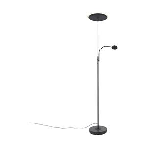 QAZQA Moderne vloerlamp zwart incl. LED dimbaar met leesarm - Strela