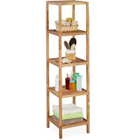 RELAXDAYS Badregal Walnuss, HBT 145 x 36 x 36 cm, 5 Ablagen, quadratisch, Standregal Küche, Badezimmer Regal Holz, natur