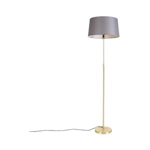 QAZQA Stehlampe gold / messing mit Leinenschirm grau 45 cm - Parte
