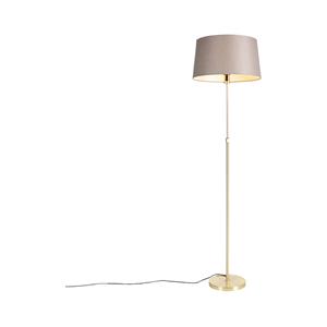 QAZQA Stehleuchte gold / messing mit Leinenschirm taupe 45 cm - Parte