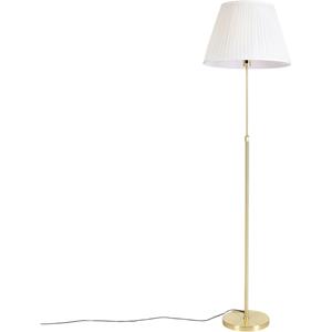 QAZQA Stehleuchte gold / messing mit plissiertem Schirm creme 45 cm - Parte