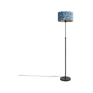 QAZQA Vloerlamp zwart met velours kap vlinders 35 cm - Parte