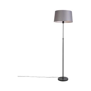 QAZQA Stehlampe schwarz mit dunkelgrauem Leinenschirm 45 cm - Parte