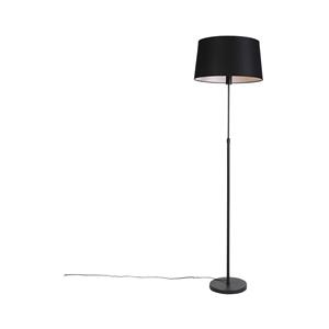 QAZQA Stehlampe schwarz mit schwarzem Leinenschirm 45cm verstellbar - Parte