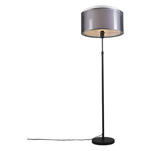 QAZQA Schwarze Stehlampe mit schwarz / weißem Schirm 47 cm verstellbar - Parte