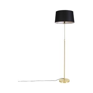 QAZQA Stehleuchte gold / messing mit Lampenschirm Leinen schwarz 45 cm - Parte