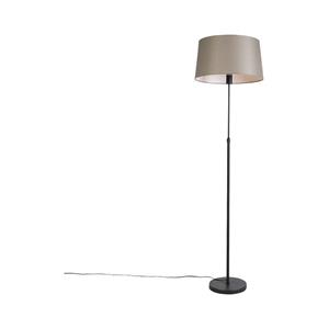 QAZQA Schwarze Stehlampe mit taupe Leinenschirm 45 cm verstellbar - Parte