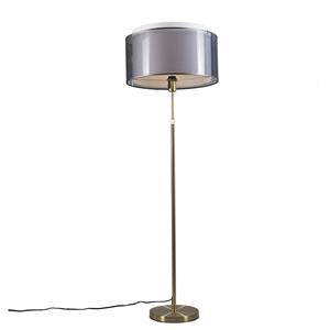 QAZQA Stehleuchte Gold / Messing mit schwarz / weißem Schirm 47 cm - Parte