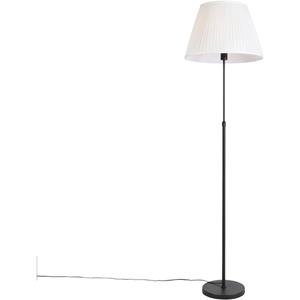 QAZQA Stehleuchte schwarz mit plissiertem Schirm creme 45 cm verstellbar - Parte