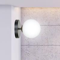 EULUNA Wandlamp Kiba, zwart/goud met glazen kogelkap