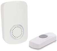 Perel deurbel draadloos plug in IP44 150 meter wit 2 delig