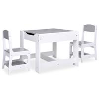 VIDAXL Kindertisch mit 2 Stühlen Weiß MDF