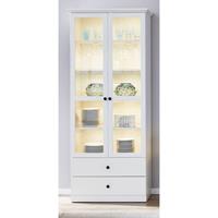 Vitrinenschrank Landhaus weiß BERGAMA-19 mit LED Beleuchtung, B/H/T: ca. 81/196/41 cm