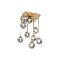 QAZQA Moderne Deckenleuchte Gold 9-Lichter mit Rauchglas - Athen
