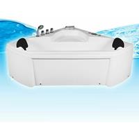 ACQUAVAPORE Whirlpool Pool Badewanne Eckwanne Wanne W02R-SC 135x135cm mit Radio+Farblicht, aktive Schlauch-Reinigung