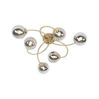 QAZQA Moderne Deckenleuchte Gold 6-Lichter mit Rauchglas - Athen