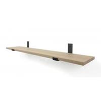 Wood Brothers Eiken 18mm wandplank recht 120 x 20 cm met industiele plankdragers