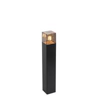 Qazqa Staande Buitenlamp Zwart 50 Cm Ip44 Met Smoke Glass - Denmark