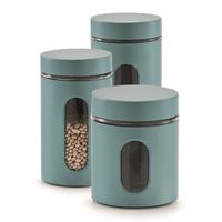 3x Eucalyptus Groene Voorraadblikken/potten Met Venster 600, 900 En 1200 Ml - Voorraadblikken