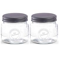 2x Glazen Voorraadpotten/bewaarpotten 420 Ml Old Fashioned 10 X 9 Cm - Voorraadpot