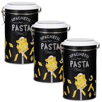 Set Van 3x Stuks Pasta Voorraadbussen/bewaarblikken Metaal 11 X 19 Cm - Voorraadblikken