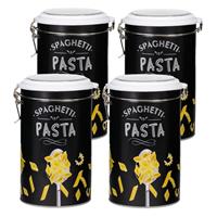 Set Van 4x Stuks Pasta Voorraadbussen/bewaarblikken Metaal 11 X 19 Cm - Voorraadblikken