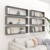vidaxl Würfelregale 6 Stk. Hochglanz-Grau 100x15x30 cm Spanplatte
