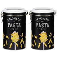 Set Van 2x Stuks Pasta Voorraadbussen/bewaarblikken Metaal 11 X 19 Cm - Voorraadblikken