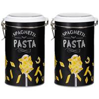 Set Van 2x Stuks Pasta Voorraadbussen/bewaarblikken Metaal 11 X 19 Cm - Voorraadblikken