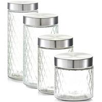 4x Glazen Voorraadpotten/bewaarpotten 750/1200/1500/2000 Ml Geruit - Voorraadpot