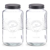 2x Glazen Voorraadpotten/bewaarpotten 2000 Ml Old Fashioned 23 X 12 Cm - Voorraadpot